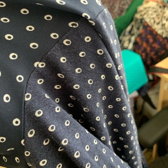 LOFT Sz Medium Navy White Blouse Polka Dot - Picture 7 of 9